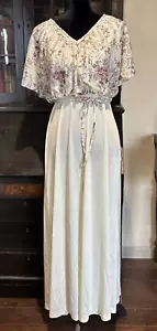 70s Womens Maxi Dress Sz 2 Current/4-6 Vintage Slinky Cream/Rose Union USA - Picture 1 of 11