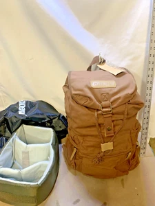 Caden Camera Bag Canvas Backpack Compartmentalised DSLR w Rain Cover 17X12X8 - Picture 1 of 17