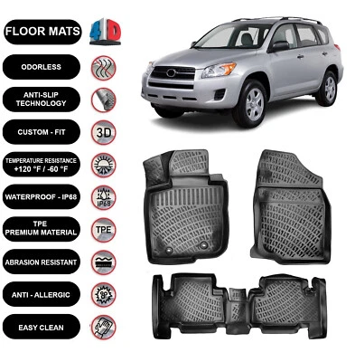 Alfombrillas forro para Toyota Rav4 (2006-2012) 4D moldeadas negras 4 un. Foto 1 de 4