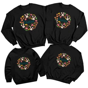Family Bunny in Basket Happy Easter Sweatshirt Jumper Cute Festival Holiday 1#ED - Picture 1 of 27