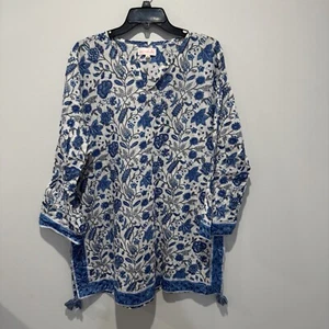 Mary Marshmallow Tunika Oberteil geblümt Gr. XXL blau weiß Damen Freizeit " - Bild 1 von 9