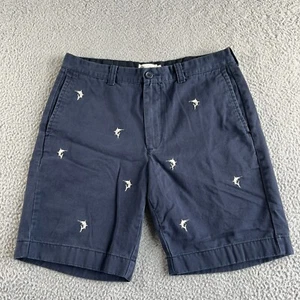 J. Crew Shorts Mens 32 Blue Chino Embroidered Outdoor Fishing Beach Hike Narwhal - Picture 1 of 7