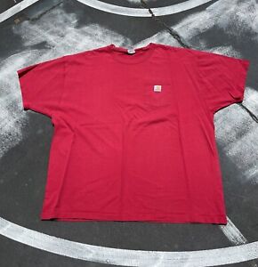 Vintage 90s Carhartt Pocket Button Tee Shirt Mens 3XL Red Short Sleeve