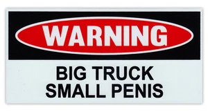 Lustiger Warnmagnet - großer LKW, kleiner Penis - ideal für Streiche praktische Witze - Bild 1 von 1
