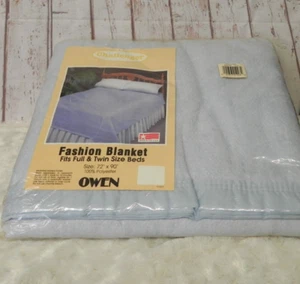 VTG Challenger Owen Fashion Blanket Full Twin Size 72"x 90" Light Blue USA Made - Picture 1 of 5