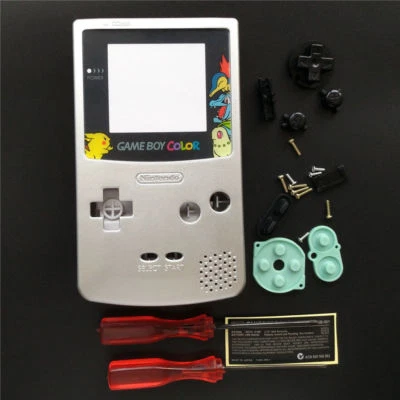 GBC Nintendo Game Boy Color Housing Shell Screen Silver Chikorita USA!