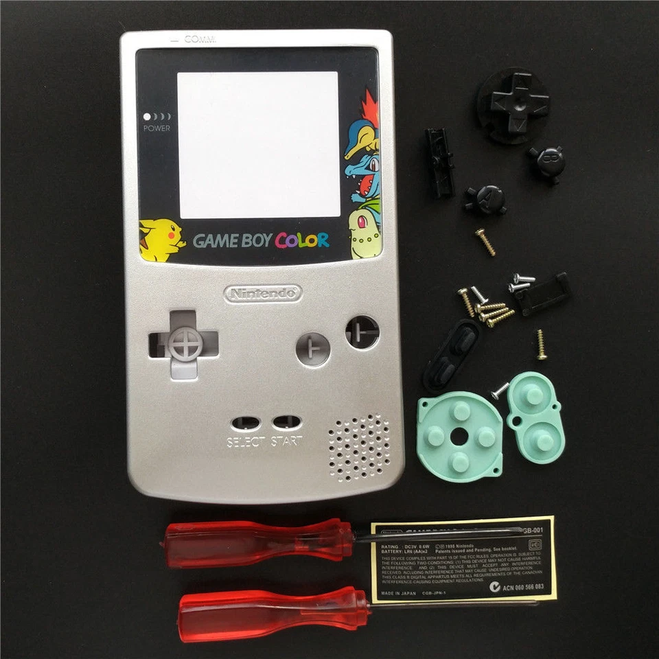 GBC Nintendo Game Boy Color Housing Shell Screen Silver Chikorita USA! - Image 1 of 1