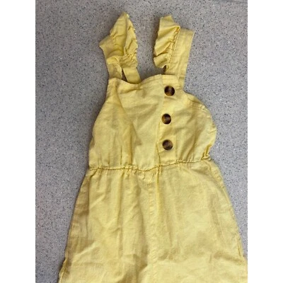 Yellow Ruffle Strap Jumpsuit Button Detail Kids Romper 12-18 months summer crepe - Image 1 of 4