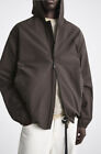 Zara Man Brown Jacket made of a cotton blend. Hooded collar Size S-M