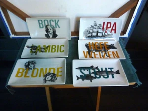Crate & Barrel Bier Thema Vorspeise Teller 41/2 x 8" 6er Set EUC!! - Bild 1 von 4