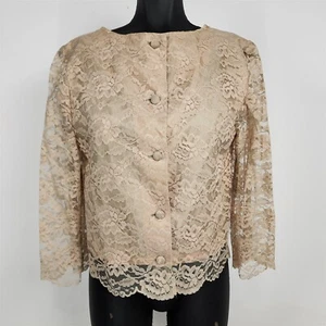Chaqueta Formal Ligera Vintage Lane Bryant Beige Crema Encaje Botón Delantero - Imagen 1 de 6