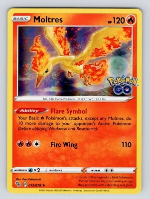 Pokémon TCG Moltres Pokémon GO 012/078 Holo Holo Rare - Image 1 of 2