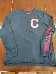 MLB Cleveland Indians Baseball Long Sleeve Nike T-shirt Men's Large Blue - Picture 1 of 7