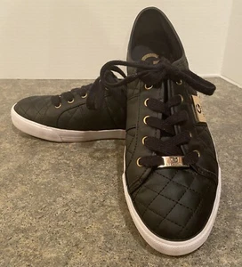 G by Guess Damen Schnürschuhe Kunstleder gesteppt Sneaker schwarz Größe 8,5 - Bild 1 von 9