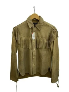 RRL Ralph Lauren Fringe Western Leather Jacket Beige Size 2 JAPAN - Picture 1 of 5