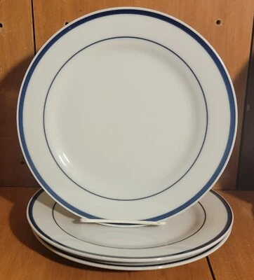 Oneida MAITRE D' Juego de 3 Platos de Ensalada, 9 1/8", Porcelana, Bandas Azules, Muy Bueno Foto 1 de 4