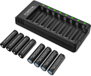 Rechargeable AA Batteries with Charger, POWEROWL 8 Pack of 2800Mah High Capacity