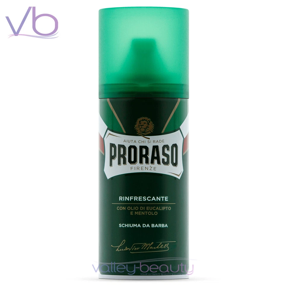 Espuma de Afeitar Verde PRORASO | Mousse Refrescante Natural - Eucalipto y Entol Foto 1 de 1
