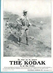Anuncio clásico cámara Kodak original 1904. El corresponsal. Arte Frederic Remington - Imagen 1 de 1