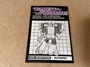 Transformers G1 1985 BLITZWING instructions book manual EURO - Picture 1 of 2