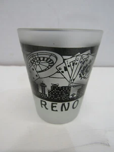 OLD BARWARE SHOT GLASS RENO VEGAS GAMBALING 2 1/2" SOUVENIR MAN CAVE - Picture 1 of 1
