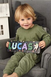 Gift for Baby Boy Personalized Wooden Toy - Space Nursery Decor - Unique Puzzle