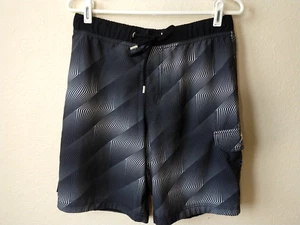 Speedo Herren Badehose Größe 32 schwarz grau geometrisch seitlich Klettverschluss Tasche zum Binden - Bild 1 von 9