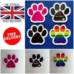Magnet Pet Paw Shape Car 5" Magnets Fridge Rainbow I Love My Dog Magnetic UK - Picture 1 of 11