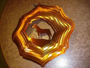 Girador de viento colgante de metal para rueda de caballo y carro de bronce/cobre de 11" hecho en EE. UU. - Imagen 1 de 2