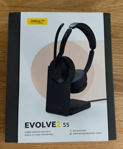 Jabra Evolve2 55 Noise Canceling Headset, Charging Stand, Dongle, MS Teams Cert. - Picture 1 of 10