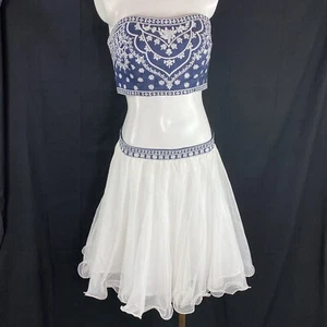 Camille la Vie 2 Piece Halter Top and Skirt Embroidery Studded Size 13 - Picture 1 of 10