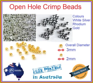 20/50/100/200/500x 2mm / 3mm Round Metal Open Hole Crimp Beads Cover Finding - Picture 1 of 10