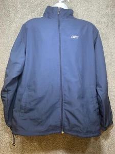 Y2K Reebok Mens L Blue Gray Windbreaker Track Jacket Lined Full Zip Pockets - Picture 1 of 10