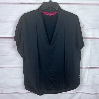 Blusa Pullover Universal Standard Top Mujer S Negra Cuello en V Satén Manga Dolman Foto 1 de 4