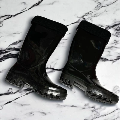 Botas de mujer dav talla 8 EE. UU. 38 UE negras botas de lluvia suéter ribete polar interior NUEVAS - Imagen 1 de 4