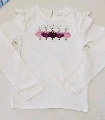 Janie And Jack Girl’s Ruffle Shoulder Ballerina Long Sleeve Top Size 6 - Image 1 of 4