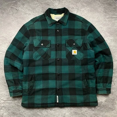 CARHARTT WIP MERTON SHIRT JACKET MENS SHERPA GREEN L SIZE WORK IN PROGRESS - Image 1 of 4