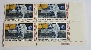 US, C76, FIRST MAN ON MOON, BLOCK OF 4, MINT NH, AIRMAIL - Picture 1 of 2