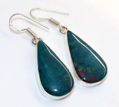 925 镀银大簇血石耳环珠宝首饰尺寸 1.8 GW — 第 1/3 张图片