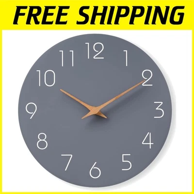 Elegante reloj de pared redondo gris para salón Foto 1 de 4