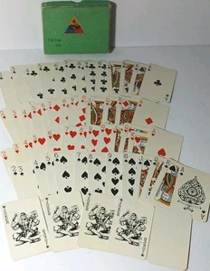 1940s Vintage WW2 Playing Cards 6th Armored Division US Army One Complete Deck - Bild 1 von 24