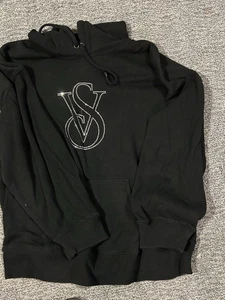 Victoria’s Secret Hoodie Strass Logo Gr. XXL schwarz Oversized Sweatshirt - Bild 1 von 3