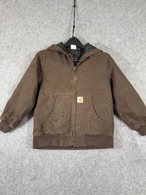 Chaqueta con Capucha Carhartt Duck Workwear Niños M (10-12) Marrón Lona Cremallera Completa Forrada Foto 1 de 4