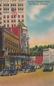 Postal Arkansas AR Hot Springs Juego Ilegal 1949 Southern Club Blue Bus - Imagen 1 de 2