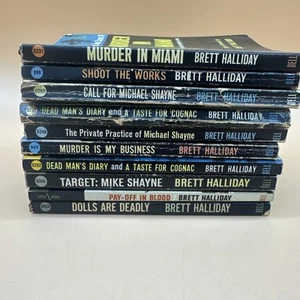 Mike Shayne Mystery Book Lot of 10 Vintage 1950s and 1960s Brett Halliday - Picture 1 of 9