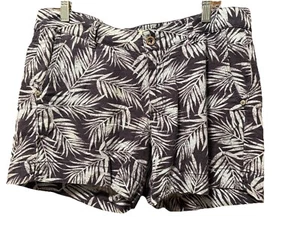 Sonoma Linen Blend Tropical Print Shorts High Waist Summer Palm Leaf Short 8 - Picture 1 of 9