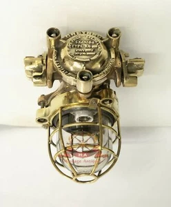 Epitome of Ship Lighting Kokosha Flame proof Old Brass Bulkhead Ceiling Lamp - Picture 1 of 9