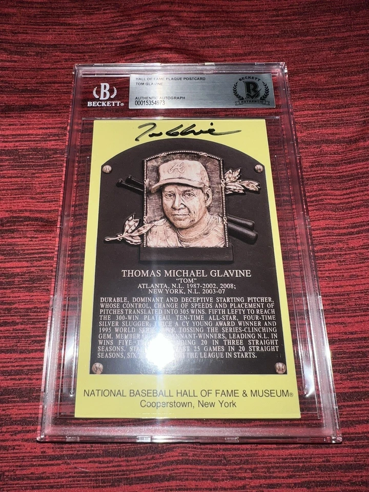 Tom Glavine Signed Official Baseball HOF Plaque Postcard Atlanta Braves BAS #3 - Image 1 of 1