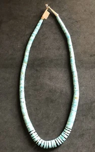 Real Turquoise Graduated Necklace made By Santo Domingo Joann Garcia N56 - Picture 1 of 6