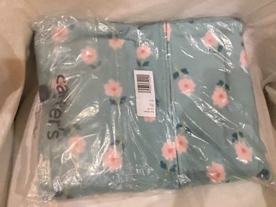 New Carter's Kid Girls 1-Piece Floral Fleece Footie Pajamas Blue many sizes - Image 1 of 4